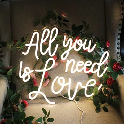 Afbeelding van Alles wat je nodig hebt is liefde warm wit neon teken voor bruiloft LED licht slaapkamer Bithday partij vrijgezellin verloving thuis muur kerstversiering