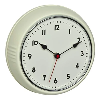 Afbeelding van TFA Dostmann zendergestuurde outdoor wandklok, 60.3541.09, vintage klok met metalen frame en secondewijzer, ideaal als keukenklok woonkamerklok geschenk, beige, (L) 240 x (B) 68 (H) mm