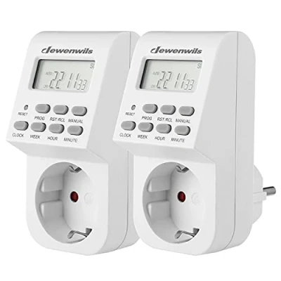 Afbeelding van Dewenwils Digitale Timer Contactdoos, Elektronische met 20 Configureerbare Schakelprogramma&#039;s, LCD Display Voor Lampen, Kerstverlichting en Huishoudelijke Apparaten (16A, 3840 W)
