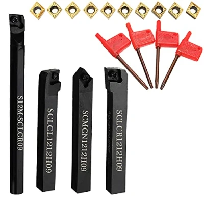 Afbeelding van Maizoon CNC Draaibank Bit Tool Houder 4 stks S12M SCLCR09 SCLCR1212H09 SCLCL1212H09 SCMCN1212H09 + 10 Carbide Inserts moersleutel, Heavy Duty Interne Groeven Draaien Boring Bar