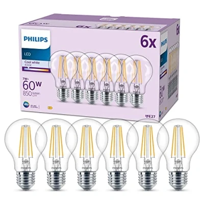 Afbeelding van Philips Classic LED Lamp E27 Koelwit Licht 60 W Mat 6 Lampen
