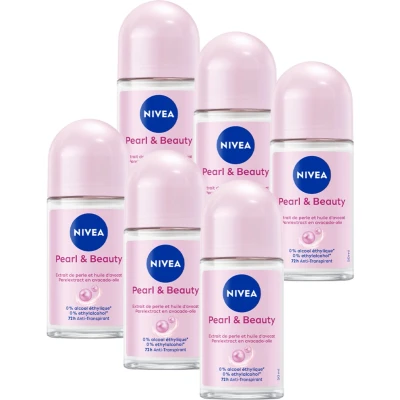 Afbeelding van Nivea Woman pearl &amp; Beauty Deodorant roller 6 x 50 ml
