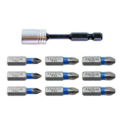 Afbeelding van VESSEL Set van 10 bits en bithouder &quot;Torsion&quot; E6, 3, PZ1, PZ2, PZ3