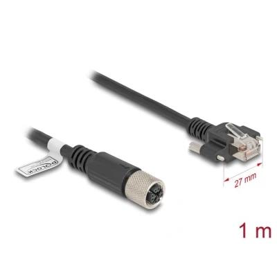 Afbeelding van Delock M12 Kabel X kodiert 8 Pin Buchse zu RJ45 Stecker mit Schrauben