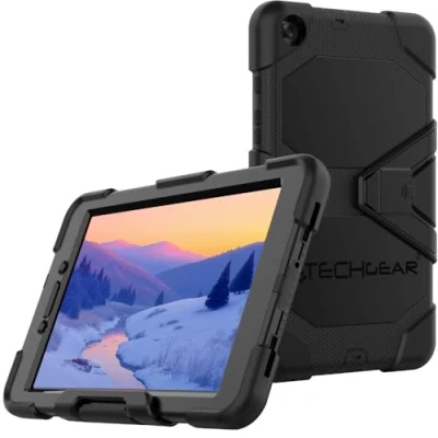Afbeelding van TECHGEAR G SHOCK Case voor Samsung Galaxy Tab A 8.0 2019 (SM T290 Series) Hoesje Stoere Robuuste HEAVY DUTY Armor Schokbestendige Survival hoes met Standaard Kids Schools Builders Workman