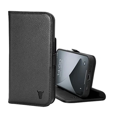 Afbeelding van TORRO Leren Telefoon Hoes Compatibel met iPhone 13 Pro Max Echt Kwaliteitsvol Lederen Cover Kaartenvakken en Horizontale Standfunctie (Zwart)
