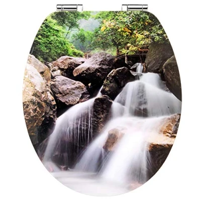 Afbeelding van Cornat Wc bril Art of acryl &quot;Waterval&quot; Elegant oppervlak Hoogwaardige houten kern softclosemechanisme &amp; snelle bevestiging Comfortabel zitgevoel/toiletbril/wc deksel / KSDSC323