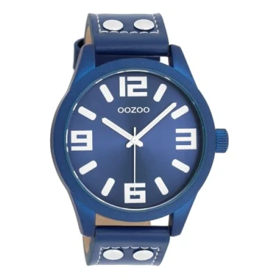 Afbeelding van Oozoo Timepieces Dameshorloge, polshorloge met leren armband, hoogwaardig horloge voor vrouwen, elegant analoog dameshorloge in rond, donkerblauw/donkerblauw., Riemen.