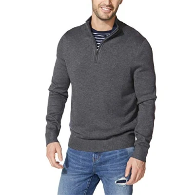 Afbeelding van Nautica Trui met kwart ritssluiting voor heren, Houtskool Hei, S