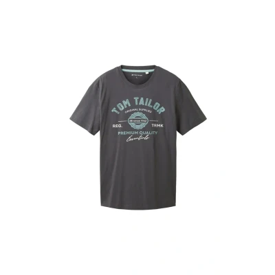 Afbeelding van TOM Tailor MIT LOGO Tshirt print, Heren, Maat: Small, Tarmac grey