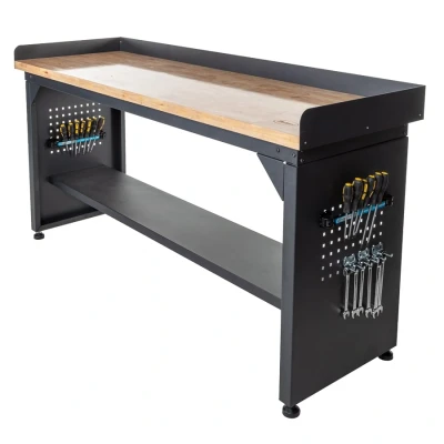 Afbeelding van Datona Werkbank PRO Eiken Werkblad Legbord 200 Cm Zwart (200 x 64 95 cm)