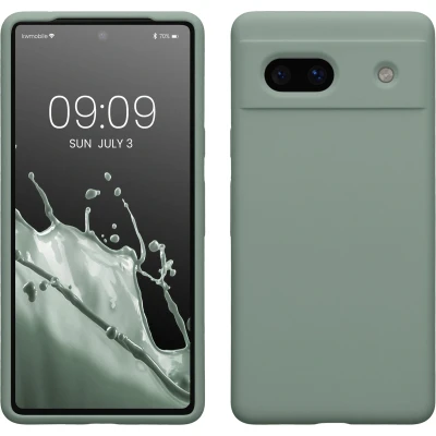 Afbeelding van kwmobile telefoonhoesje geschikt voor Google Pixel 7a Hoesje met siliconen coating Smartphone case in Regenwashed groen