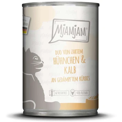 Afbeelding van 6x400g MjAMjAM Duo malse kip &amp; kalfsvlees met gestoomde pompoen nat kattenvoer