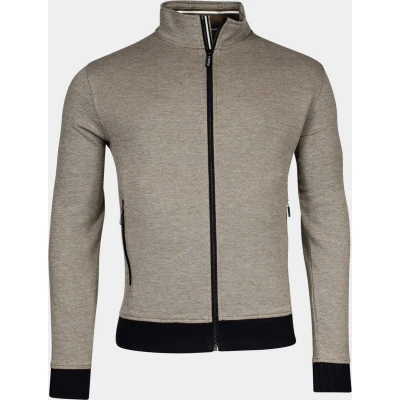 Afbeelding van Baileys Vest Beige Sweat Cardigan Zip 2 tone oxfo 412236/75