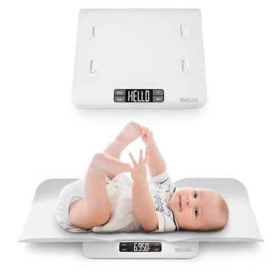 Afbeelding van BAGAIL babyweegschaal met veilige en comfortabele lade, groot lcd scherm, tare hold functies, multifunctionele digitale weegschaal, peuter schaal of huisdier