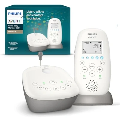 Afbeelding van Philips Avent SCD733/26 DECT Babyfoon Sterrenprojectie 330 Meter bereik 18 Uur draadloos te gebruiken technologie voor veilige verbinding Temperatuursensor Helder geluid Nachtmodus ,1 Stuk (1er pakket),Wit