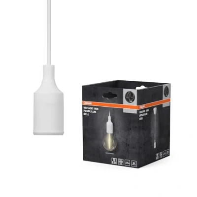 Afbeelding van OSRAM Vintage 1906® hanglamp BELL E27, wit, max. 15W LED, E27 fitting, trechtervormige baldakijn, voor binnen, gecombineerd met 1906 lampen, slimme lampen