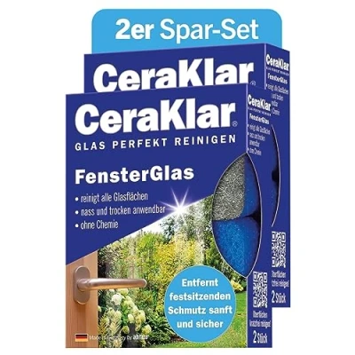 Afbeelding van abrazo CeraClear Raamglas 4 glasreiniger, 2x2 st. Ruitenreiniger voor krasvrije, grond. ruitenreiniging, glasreiniger ramen &amp; echt glas