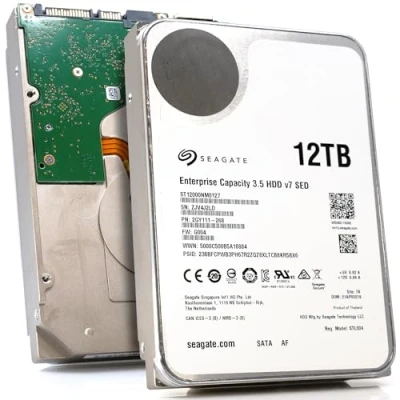 Afbeelding van Seagate Enterprise Capacity v7 ST12000NM0127 harde schijf 12 TB intern 3,5 inch SATA 6 Gb/s 7200 RPM 256 MB cache (Refurbished)