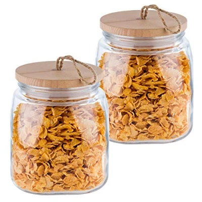 Afbeelding van APS Germany® Voorraadpotten met Luchtdichte Deksels 2 Stuks 14 cm x H 17 liter Stapelbaar Glazen Voorraadbussen