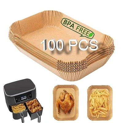 Afbeelding van bakpapier voor heteluchtfriteuse, 100 stuks airfryer Ninja, Air Fryer accessoires, compatibel met 7,5 10 l Ninja AF300EU AF400EU Princess en andere Dual Zone