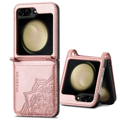 Afbeelding van Samsung Galaxy Z Flip 6 Hoesje Kunstleder iMoshion Bookcase Rosé goud Telefoonhoesje