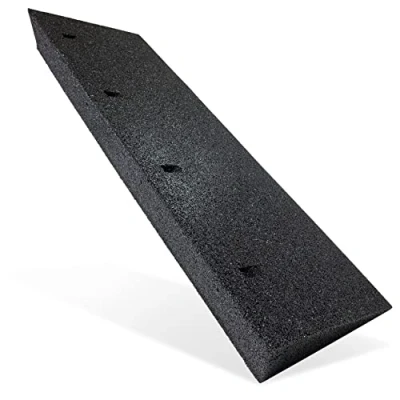 Afbeelding van Haskyy Stoeprand oprijplaat, rubber, zwart, breedte: 100 cm, hoogte: 110 mm, rubberen wig, rolstoelhelling, oprijhulp, drempelhelling, autohelling