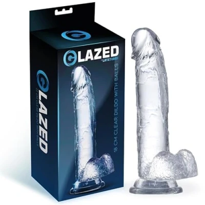 Afbeelding van GLAZED Realistic Dildo With Testicles Crystal Material 18 Cm