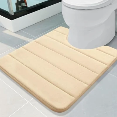Afbeelding van Homaxy Badmat van Traagschuim Antislip onderkant Zacht, waterabsorberend Voor WC en badkamer, (beige, 50 x 60 cm)