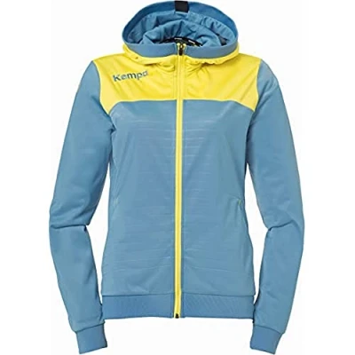 Afbeelding van Kempa Emotion 2.0 Jas met Capuchon Dames Dove Blauw Limoen Geel Maat XL