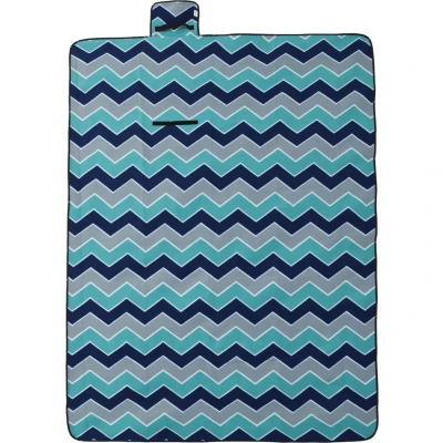 Afbeelding van vidaXL Picknickkleed opvouwbaar golven 200x150 cm fluweel blauw