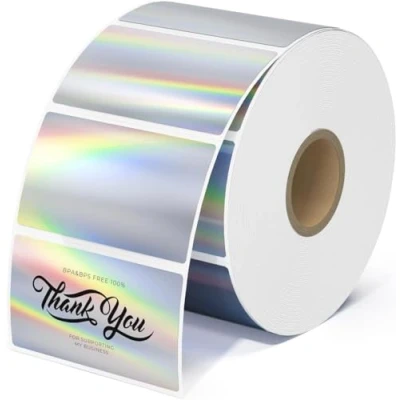 Afbeelding van MUNBYN 2,25&quot;x1,25&quot; laser thermische etiketten 500 stuks zelfklevende afdrukbare stickers voor logo prijs adres dank u waterdicht gepersonaliseerd