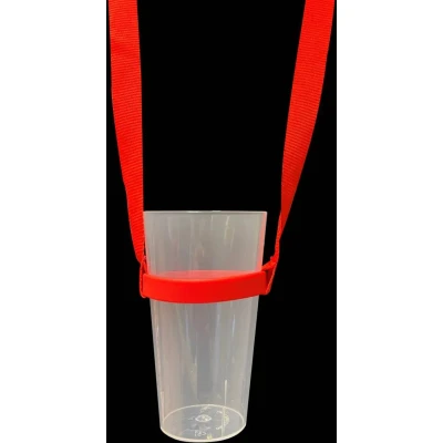 Afbeelding van Bekerhouder rood aan keycord (2 stuks) incl. beker