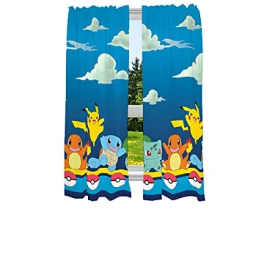 Afbeelding van Franco Kinderkamer venster gordijn panelen gordijnen set, 82&quot; x 63&quot;, Pokemon, Veelkleurig