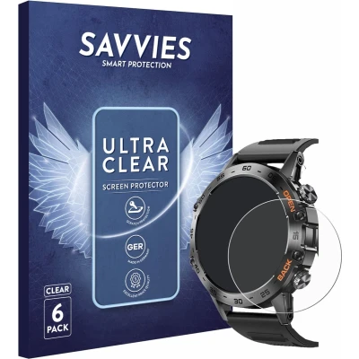Afbeelding van Savvies Screenprotector voor Lemfo Smartwatch 1.39&quot; Folie Beschermfolie transparant (6 Stuks)
