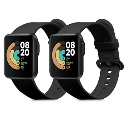 Afbeelding van kwmobile 2x horlogebandjes geschikt voor Xiaomi Mi Watch Lite / Redmi bandje Smartwatch bandjes van TPU Activity tracker horloge band in zwart