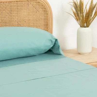Afbeelding van TRAMAS+ Laken voor tweepersoonsbed, 160 x 200, 100% katoen, beddengoed, hoeslaken en 2 kussenslopen, standaard 100 van Oeko Tex Green Tiffany