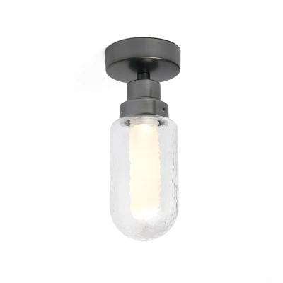 Afbeelding van FARO BARCELONA Brume badkamer plafondlamp, antraciet, glas, Ø 8 cm