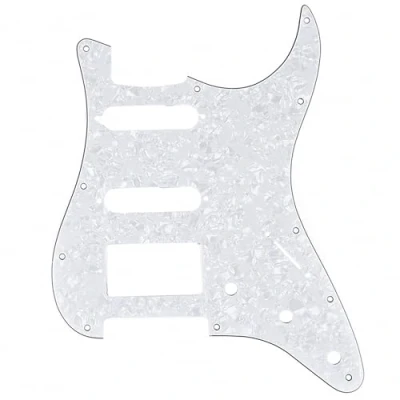 Afbeelding van Musiclily Pro 11 Schroefgaten Moderne stijl HSS Strat Gitaar Slagplaat voor American Stratocaster, 4 laags White Pearl