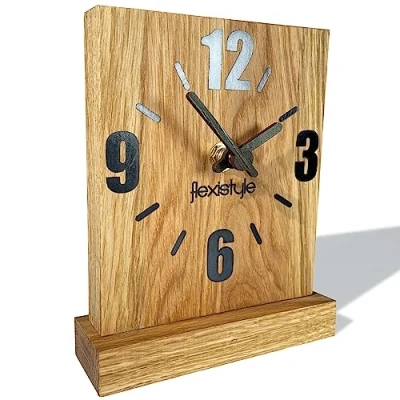 Afbeelding van FLEXISTYLE Moderne staande klok klein van hout eiken woonkamer badkamer (stijl 1)
