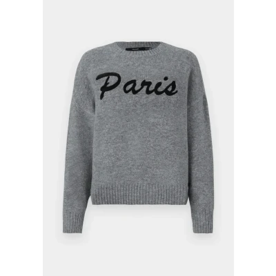 Afbeelding van Vero Moda Vmboom O NECK TEXT Pullover Trui, Dames, Maat: Large, Medium grey/black