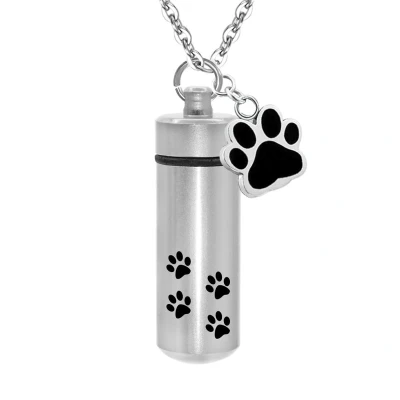 Afbeelding van Fako Bijoux® Ketting Ashanger / Assieraad Koker Met Pootje Zilverkleurig