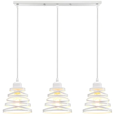 Afbeelding van iDEGU 3 lampen hanglamp retro creatieve kroonluchter design spiraal plafondlamp vintage metaal E27 industriële voor woonkamer eetkamer 15 cm (3 wit B)