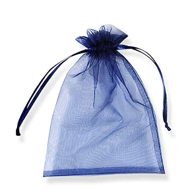 Afbeelding van PLECUPE Organzazakjes, 100 stuks, 20 x 30 cm, trekkoord, bruiloftszakjes, sieradenzakjes, cadeauzakjes voor Kerstmis, geschenken, sieradenopslag, verpakking blauw #1