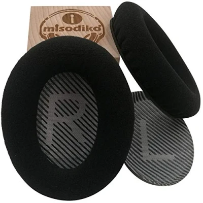 Afbeelding van misodiko Vervangende Kussens Oorkussens voor Bose Quiet Comfort 35 (QC35) en QuietComfort II (QC35 II), Koptelefoon Reparatie Onderdelen Oordopjes Kopkussensloop, Black Velour