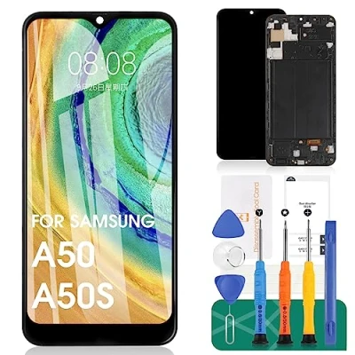 Afbeelding van OLED voor Samsung A50S Screen Vervanging Galaxy A50 Lcd Scherm A505F/DS A505G/DS SM A505 A505FDS Touch A507 A507F, A507FN, A5070 Digitizer Vergadering (Zwart+Frame)