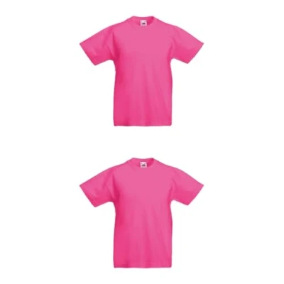 Afbeelding van GIDUTEX Fruit of The Loom Original T shirt voor kinderen, uniseks, 2 stuks, fuchsia, 152