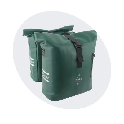 Afbeelding van Voltano Dubbele Fietstas Rolltop E bike Pro Olijf Groen 48 Liter 100% Waterdicht