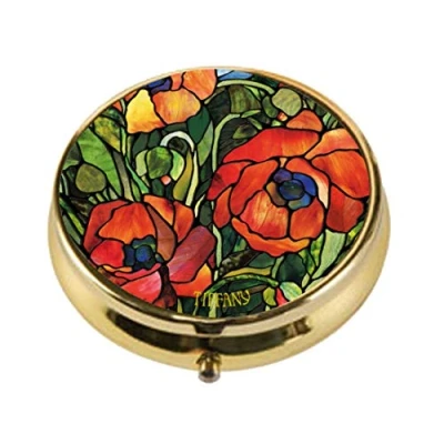 Afbeelding van Goebel Louis Comfort Tiffany Pillendoosje Oriental Poppy Metaal 5cm 3 vakjes