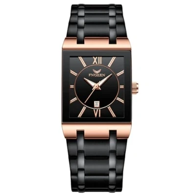 Afbeelding van JewelryWe Mannen Vierkante Tank Horloge: Zwart Analoge Quartz Lichtgevende Handen Roestvrij Staal Band Business Elegante Datum Rechthoekig Multifunctioneel Horloge,